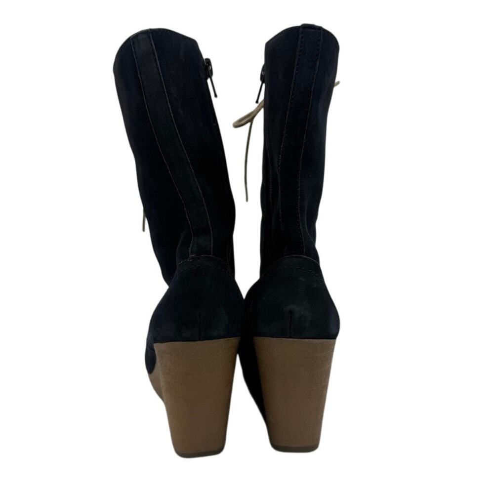 Julio de Mucha Navy Nubuck Lace-Up Wedge Boots Side Zip EU36 US5.5–6 - Picture 5 of 15
